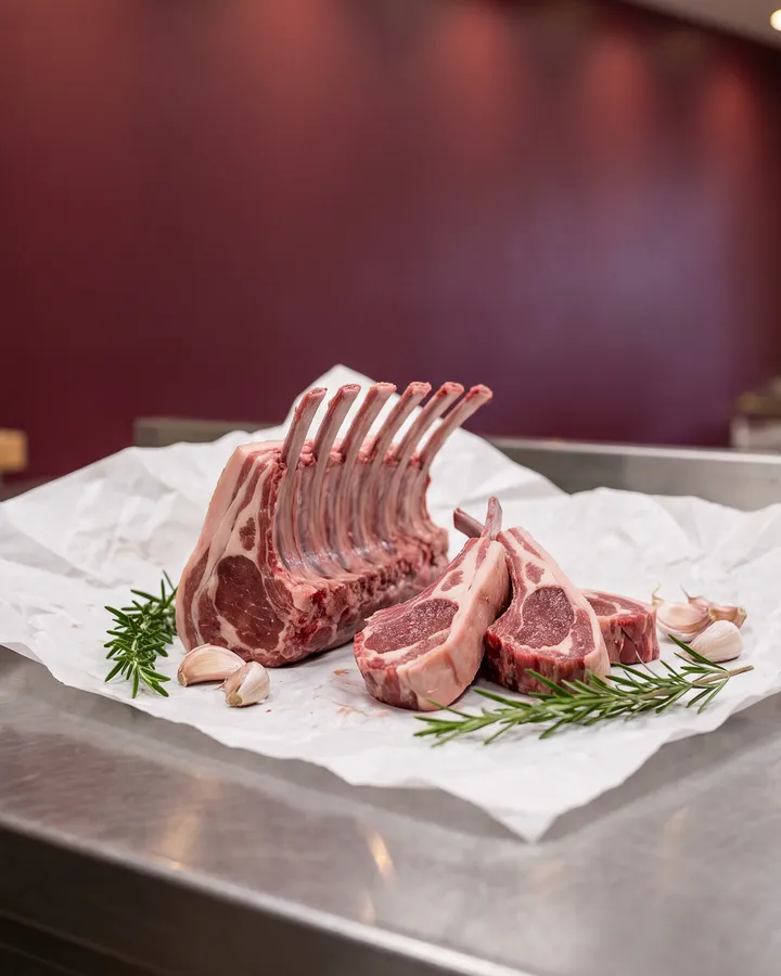 Lamsrack en lamskoteletten met kruiden