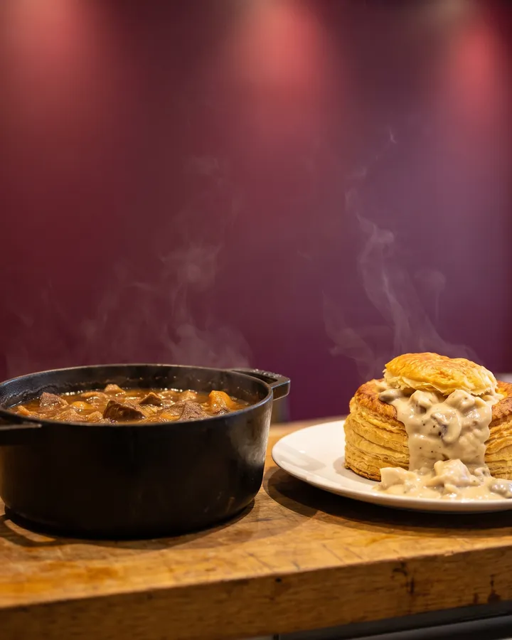 Huisgemaakte stoofvlees en vol-au-vent